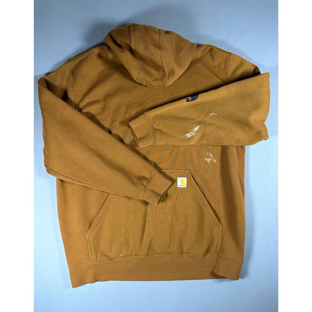 Carhartt Men's XL Pullover Hoodie Brown Fleece Loose Fit Logo Pockets